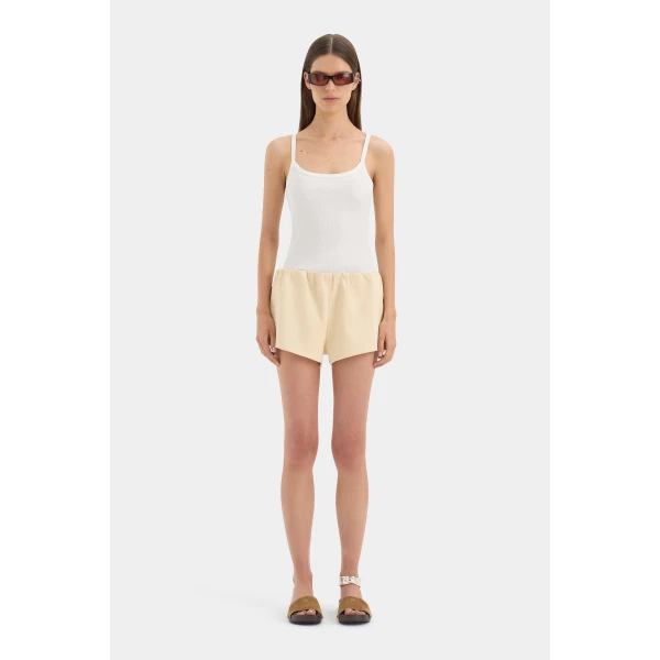 SIR the Label Sabina Gathered Mini Short in Butter | Shorts | Coveti
