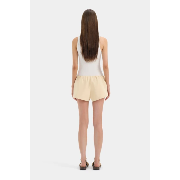 SIR the Label Sabina Gathered Mini Short in Butter | Shorts | Coveti