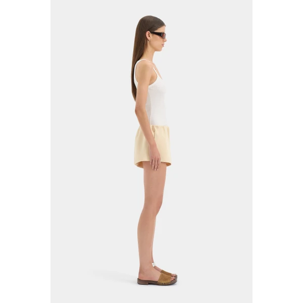 SIR the Label Sabina Gathered Mini Short in Butter | Shorts | Coveti