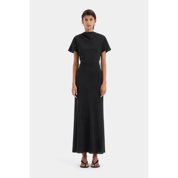 SIR the Label Seameadow Bias Dress in Black | Maxi Dresses | Coveti