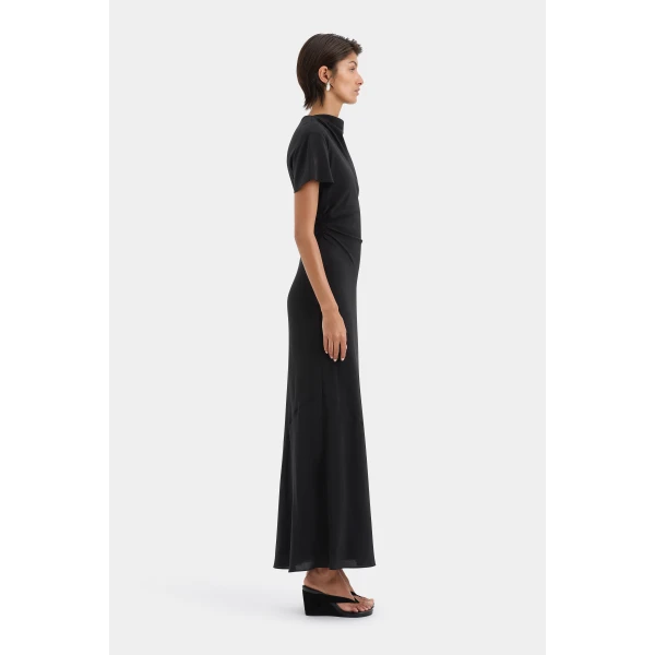 SIR the Label Seameadow Bias Dress in Black | Maxi Dresses | Coveti