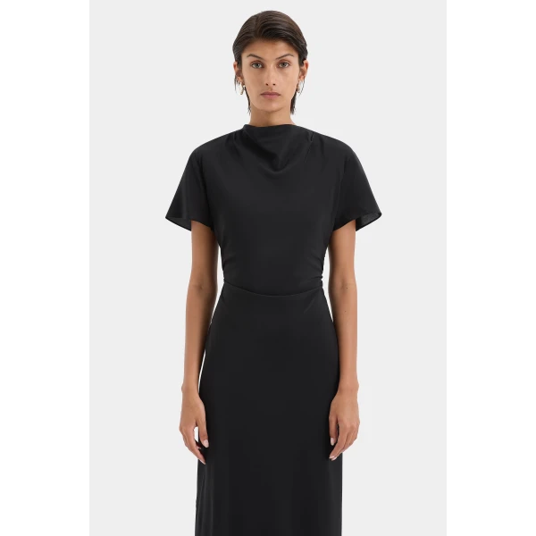 SIR the Label Seameadow Bias Dress in Black | Maxi Dresses | Coveti