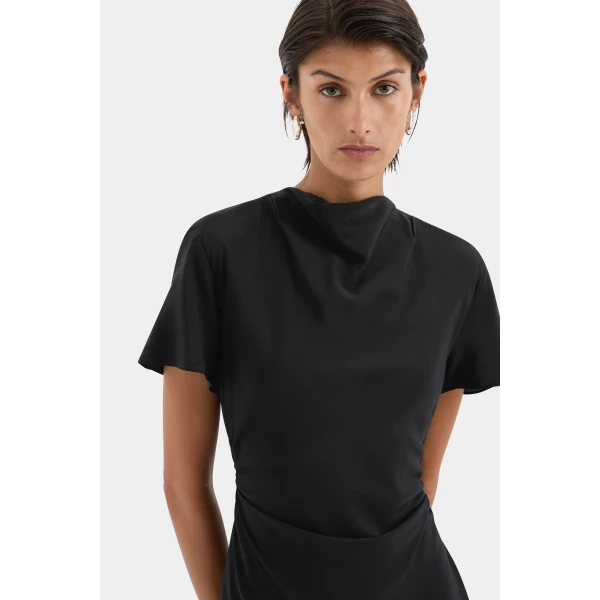 SIR the Label Seameadow Bias Dress in Black | Maxi Dresses | Coveti