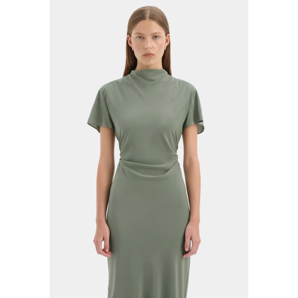 SIR the Label Seameadow Bias Dress in Moss | Maxi Dresses | Coveti