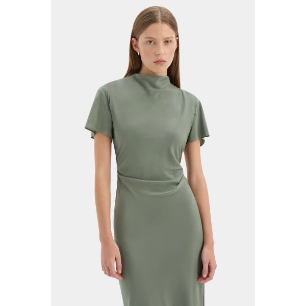 SIR the Label Seameadow Bias Dress in Moss | Maxi Dresses | Coveti
