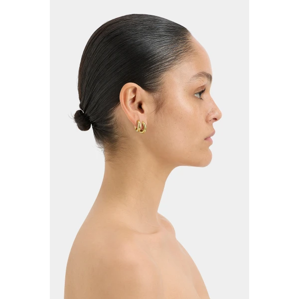 SIR the Label Signature Huggie Earring in Gold | Earrings | Coveti