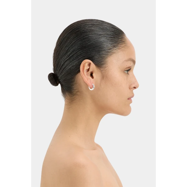 SIR the Label Signature Huggie Earring in Silver | Earrings | Coveti