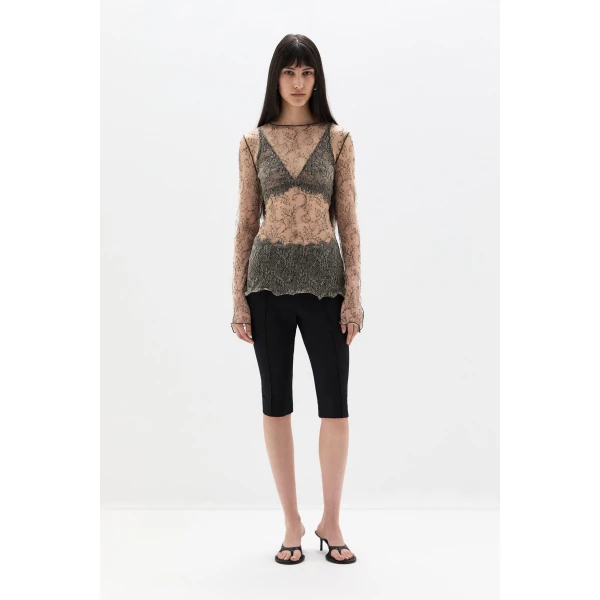 SIR the Label Skye Long Sleeve Lace Top in Wisteria Lace | Lace | Coveti