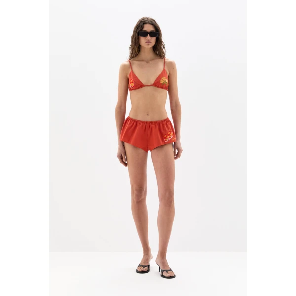 SIR the Label Skylar Embroidered Bralette in Red Clay | Cropped Top | Coveti