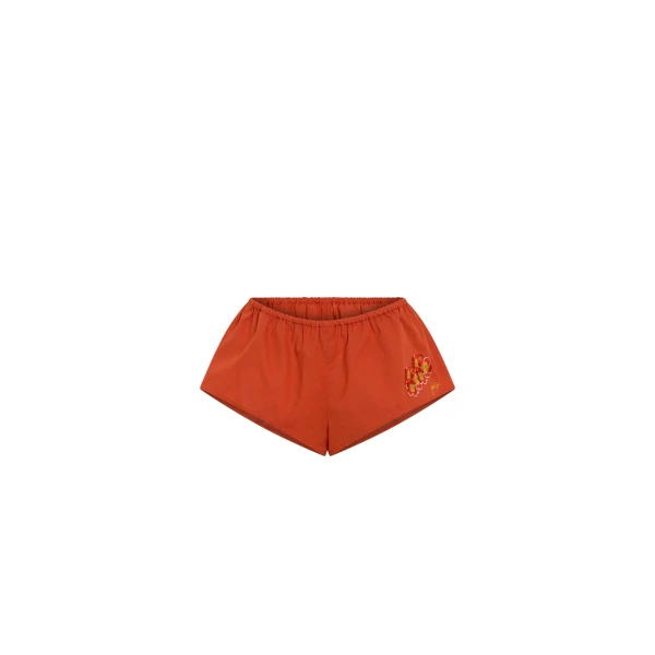 SIR the Label Skylar Embroidered Micro Short in Red Clay | Shorts | Coveti