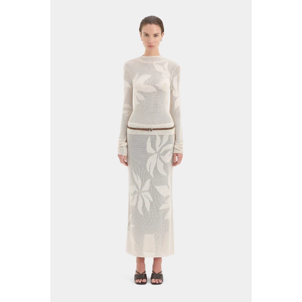 SIR the Label Solange Midi Skirt in Natural | Midi Skirts | Coveti