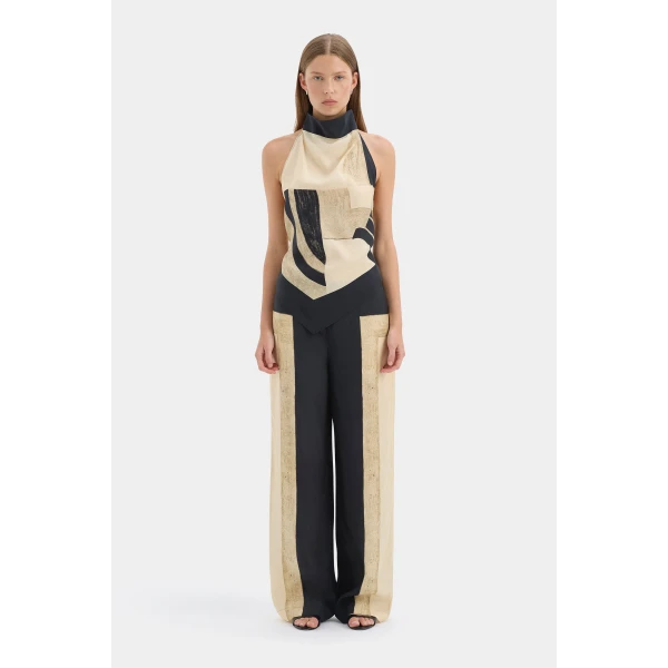 SIR the Label Sona Halter Tie Top in Geo Scape | Sleeveless | Coveti
