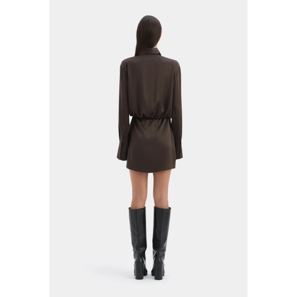 SIR the Label Sorrento Shirt Dress in Bitter Chocolate | Shirtdress | Coveti
