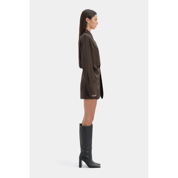 SIR the Label Sorrento Shirt Dress in Bitter Chocolate | Shirtdress | Coveti