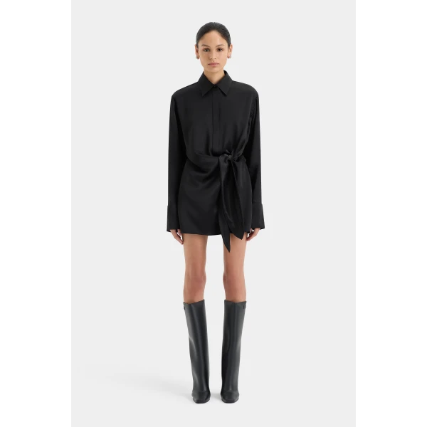 SIR the Label Sorrento Shirt Dress in Black | Shirtdress | Coveti