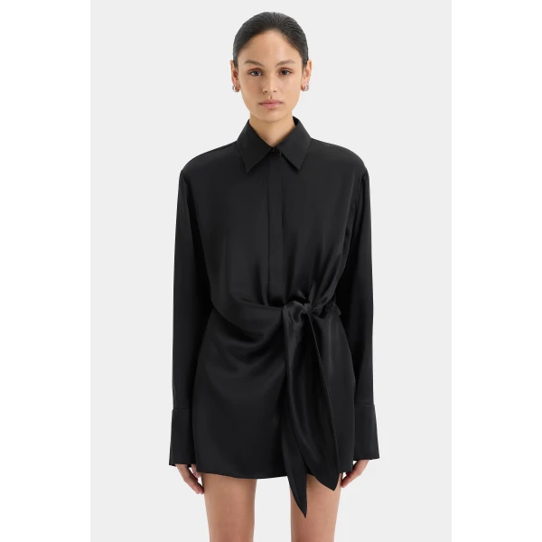 SIR the Label Sorrento Shirt Dress in Black | Shirtdress | Coveti