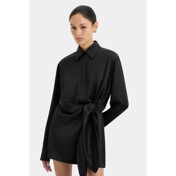 SIR the Label Sorrento Shirt Dress in Black | Shirtdress | Coveti