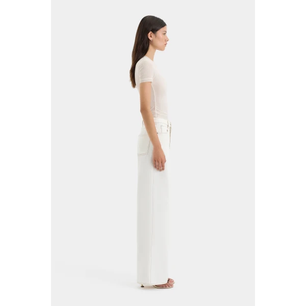 SIR the Label Stella Wide Leg Jean in Washed White | Denim | Coveti