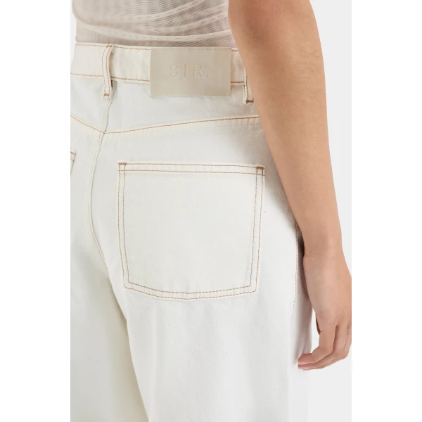 SIR the Label Stella Wide Leg Jean in Washed White | Denim | Coveti
