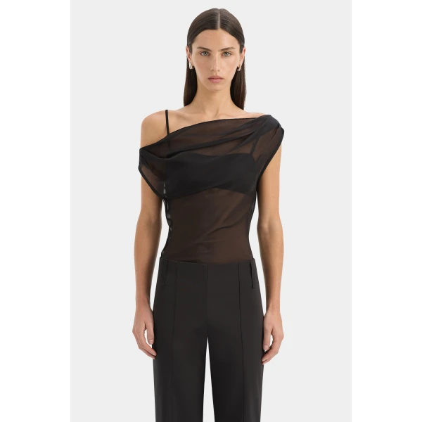 SIR the Label Strobe Cowl Top in Black | Tops | Coveti