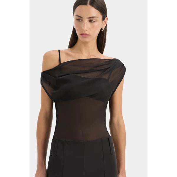 SIR the Label Strobe Cowl Top in Black | Tops | Coveti