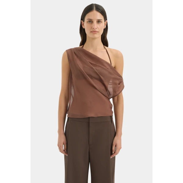 SIR the Label Strobe Cowl Top in Chestnut | Tops | Coveti