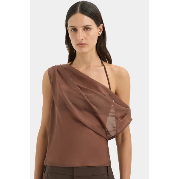 SIR the Label Strobe Cowl Top in Chestnut | Tops | Coveti