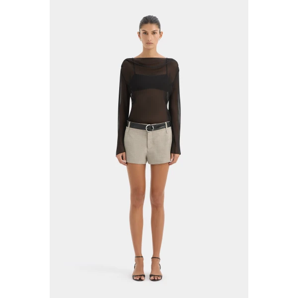 SIR the Label Strobe Long Sleeve Cowl Top in Black | Long Sleeve | Coveti