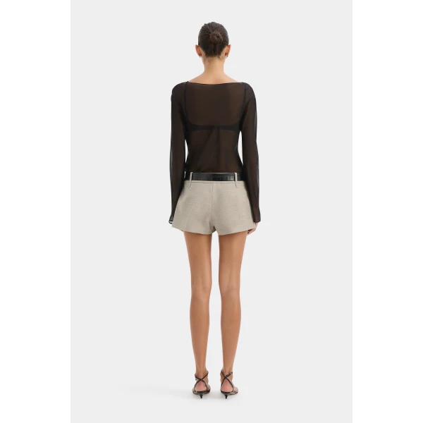 SIR the Label Strobe Long Sleeve Cowl Top in Black | Long Sleeve | Coveti