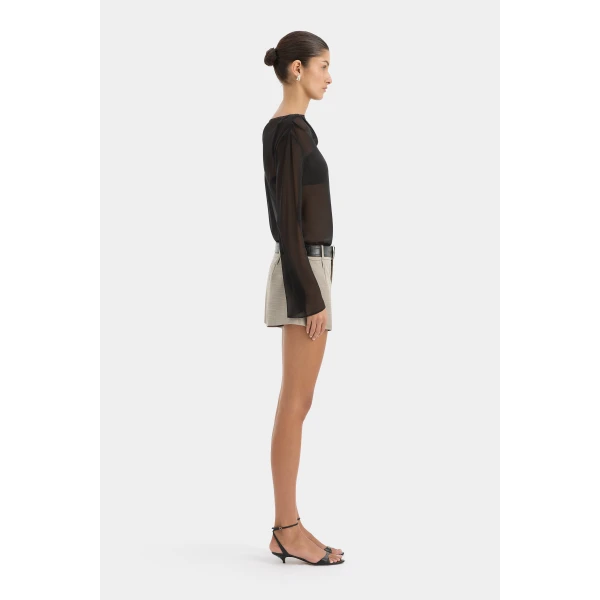 SIR the Label Strobe Long Sleeve Cowl Top in Black | Long Sleeve | Coveti