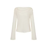 SIR the Label Strobe Long Sleeve Cowl Top in Cream | Long Sleeve | Coveti