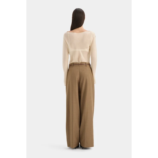 SIR the Label Strobe Long Sleeve Cowl Top in Cream | Long Sleeve | Coveti