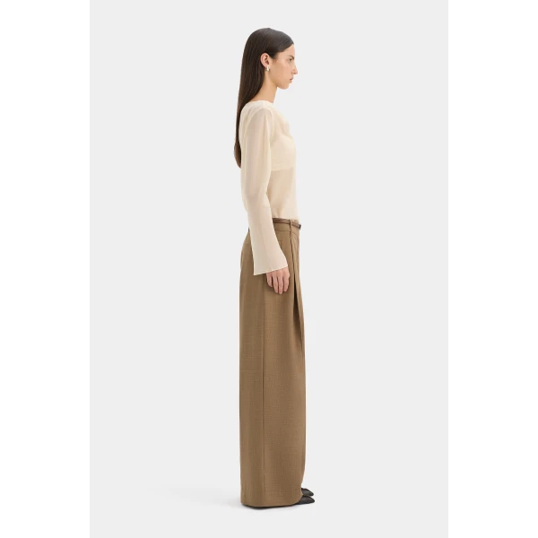SIR the Label Strobe Long Sleeve Cowl Top in Cream | Long Sleeve | Coveti
