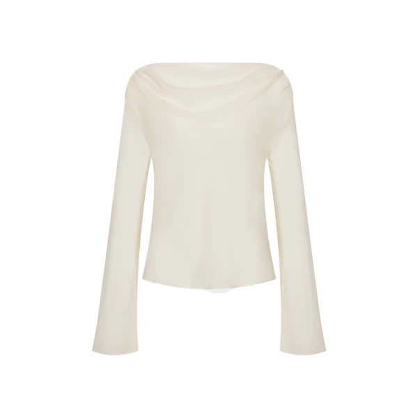 Strobe Long Sleeve Cowl Top in Cream