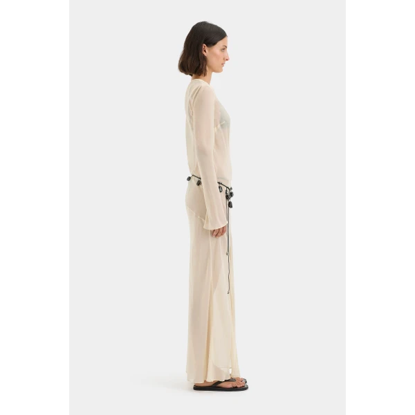 SIR the Label Strobe Long Sleeve Dress in Bone | Maxi Dresses | Coveti