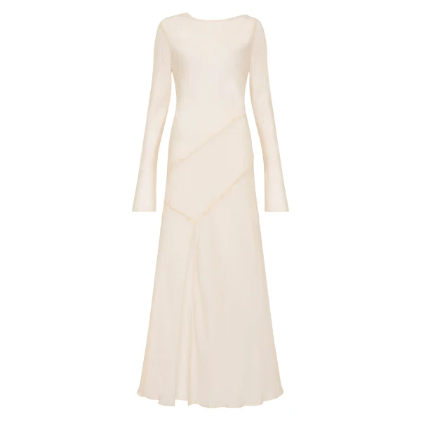 SIR the Label Strobe Long Sleeve Dress in Bone | Maxi Dresses | Coveti