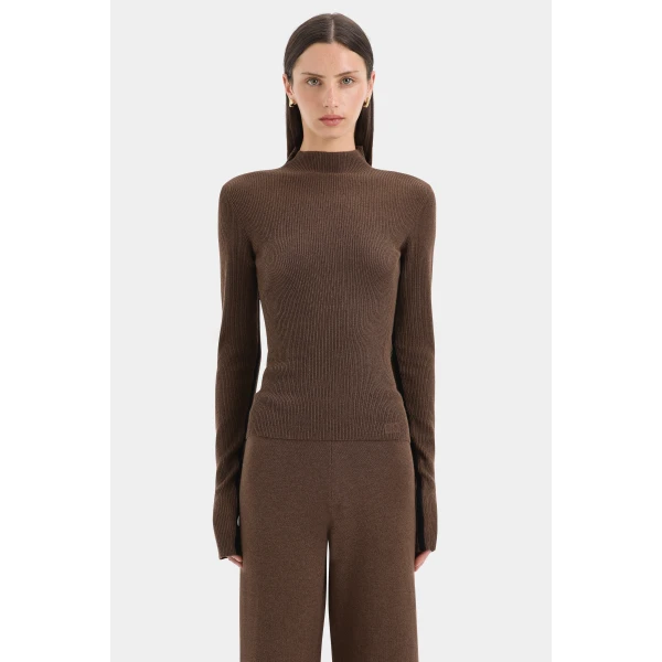 SIR the Label Tanel Long Sleeve Top in Espresso | Long Sleeve | Coveti