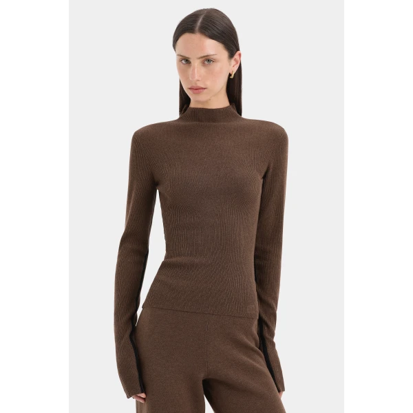SIR the Label Tanel Long Sleeve Top in Espresso | Long Sleeve | Coveti