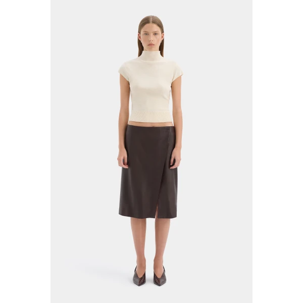 SIR the Label Tomi Wrap Midi Skirt in Dark Choc | Midi Skirts | Coveti