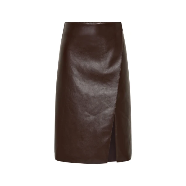 Tomi Wrap Midi Skirt in Dark Choc