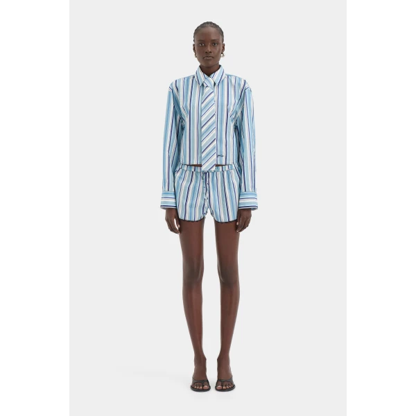 SIR the Label Vester Cropped Shirt in Blue Stripe | Shirts | Coveti