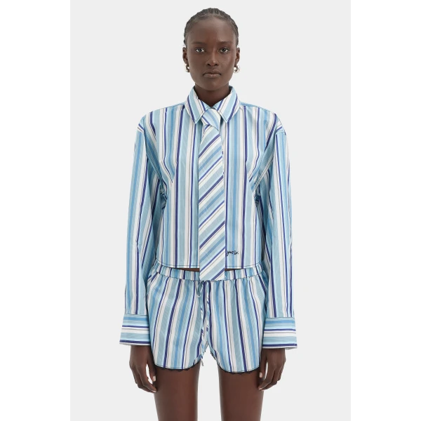 SIR the Label Vester Cropped Shirt in Blue Stripe | Shirts | Coveti