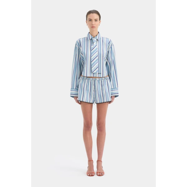 SIR the Label Vester Mini Short in Blue Stripe | Shorts | Coveti