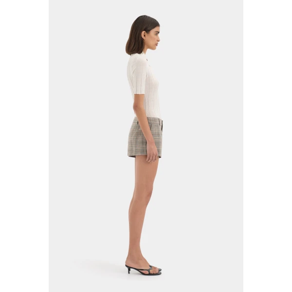 SIR the Label Viona Mini Short in Peach Check | Shorts | Coveti