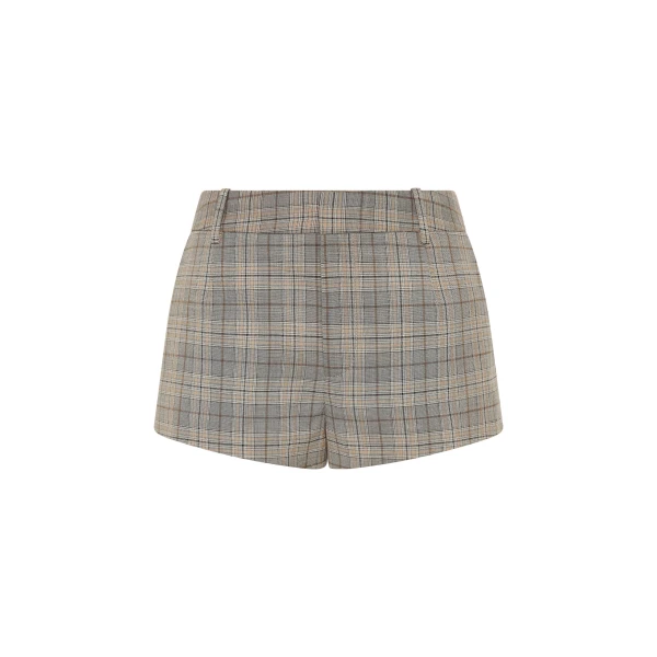 SIR the Label Viona Mini Short in Peach Check | Shorts | Coveti