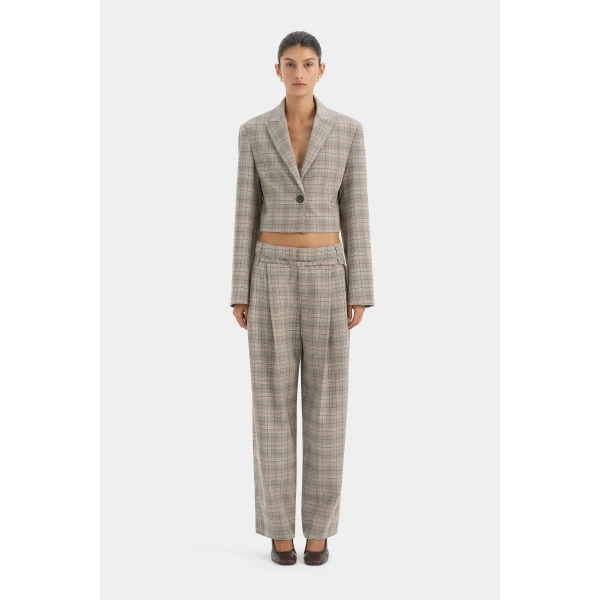 SIR the Label Viona Tailored Pant in Peach Check | Tailored pants | Coveti
