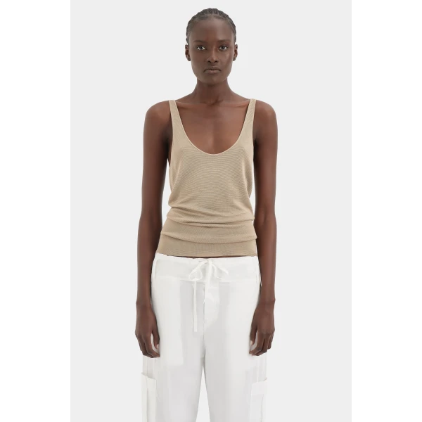 SIR the Label Viroa Cami in Beige Metallic | Camisoles | Coveti