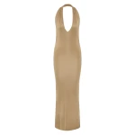 SIR the Label Viroa Knit Maxi Dress in Gold Metallic | Maxi Dresses | Coveti