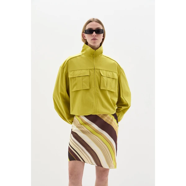 SIR the Label Vivia Skirt in Cafe Lemon Stripe | Midi Skirts | Coveti