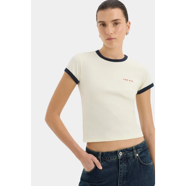 SIR the Label Yes SIR. Fitted Tee in Ivory | T-shirts | Coveti